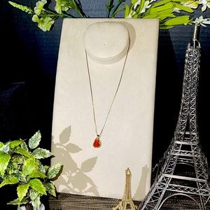 925 UTC Cetrine Zirconia Necklace over yellow gold